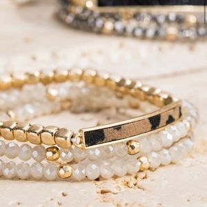 Animal Print Beaded Stretch Bracelet Set